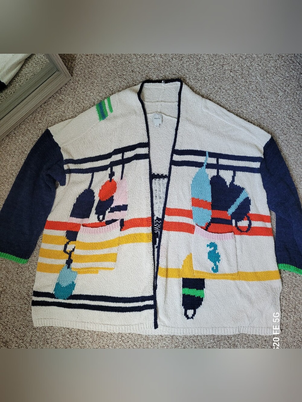 Anthropologie Maeve Cardigan. Whale Graphic On The Back - Picture 7 of 9